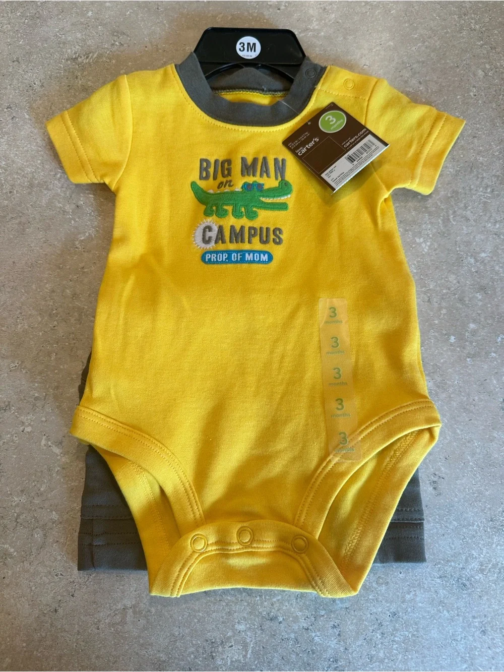 Carter's Yellow and Gray 'Big Man on Campus' Baby Bodysuit Set